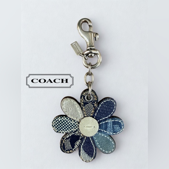 Coach Accessories - 🌸 Rare Vintage COACH Denim Patchwork Daisy Bag Charm Keychain Y2K